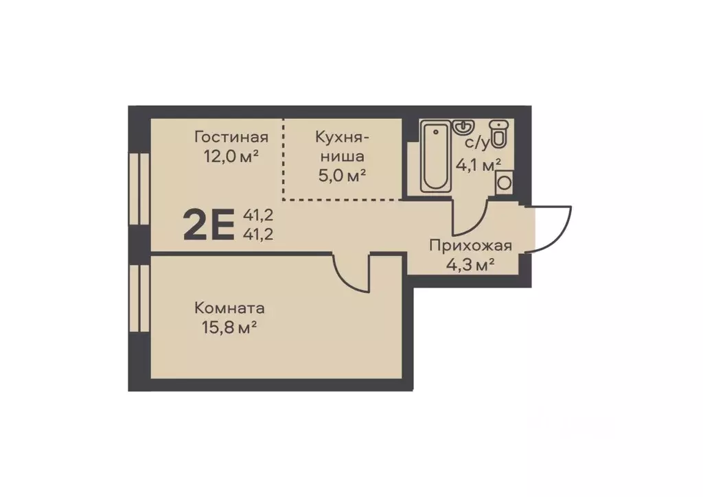 2-к кв. Пермский край, Пермь ул. Подводников (41.2 м) - Фото 1