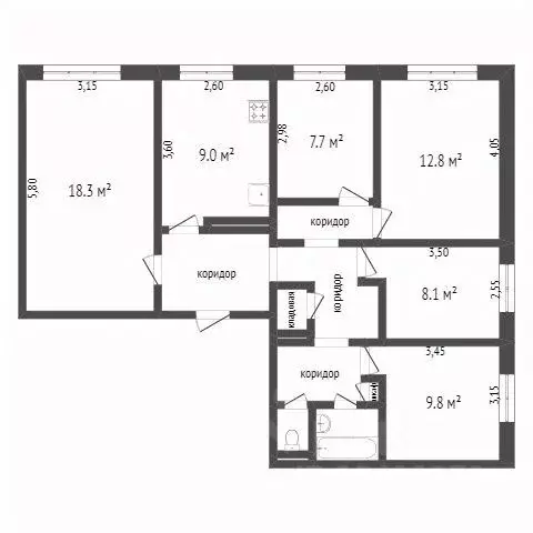 5-к кв. Белгородская область, Белгород ул. Губкина, 22 (88.0 м) - Фото 2