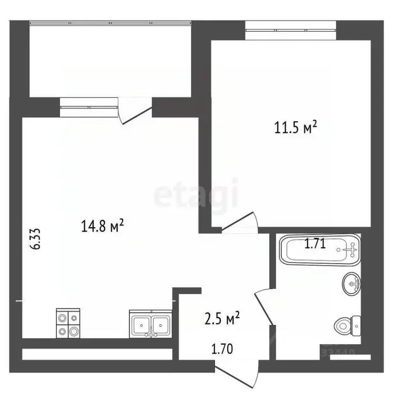 1-к кв. Тюменская область, Тюменский муниципальный округ, с. Ембаево ... - Фото 1