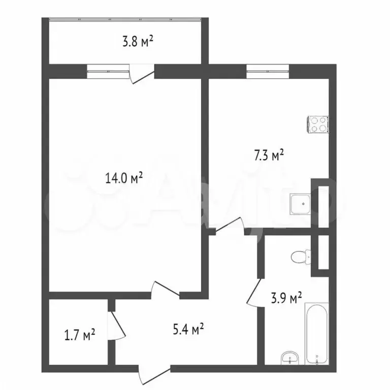 1-к. квартира, 32,5 м, 5/10 эт. - Фото 0