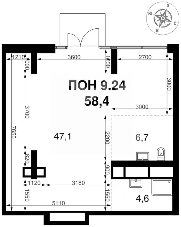 Торговая площадь в Москва 1-й Измайловский жилой комплекс, к5 (58 м) - Фото 1