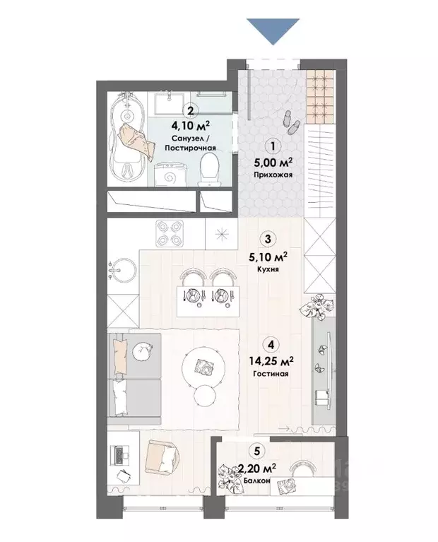 Студия Московская область, Пушкино Надсоновский туп. (30.65 м) - Фото 1