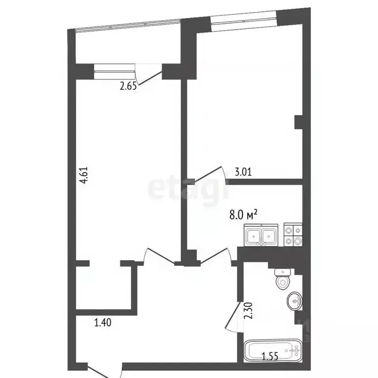 2-к кв. Алтайский край, Барнаул ул. Никитина, 107 (42.2 м) - Фото 2