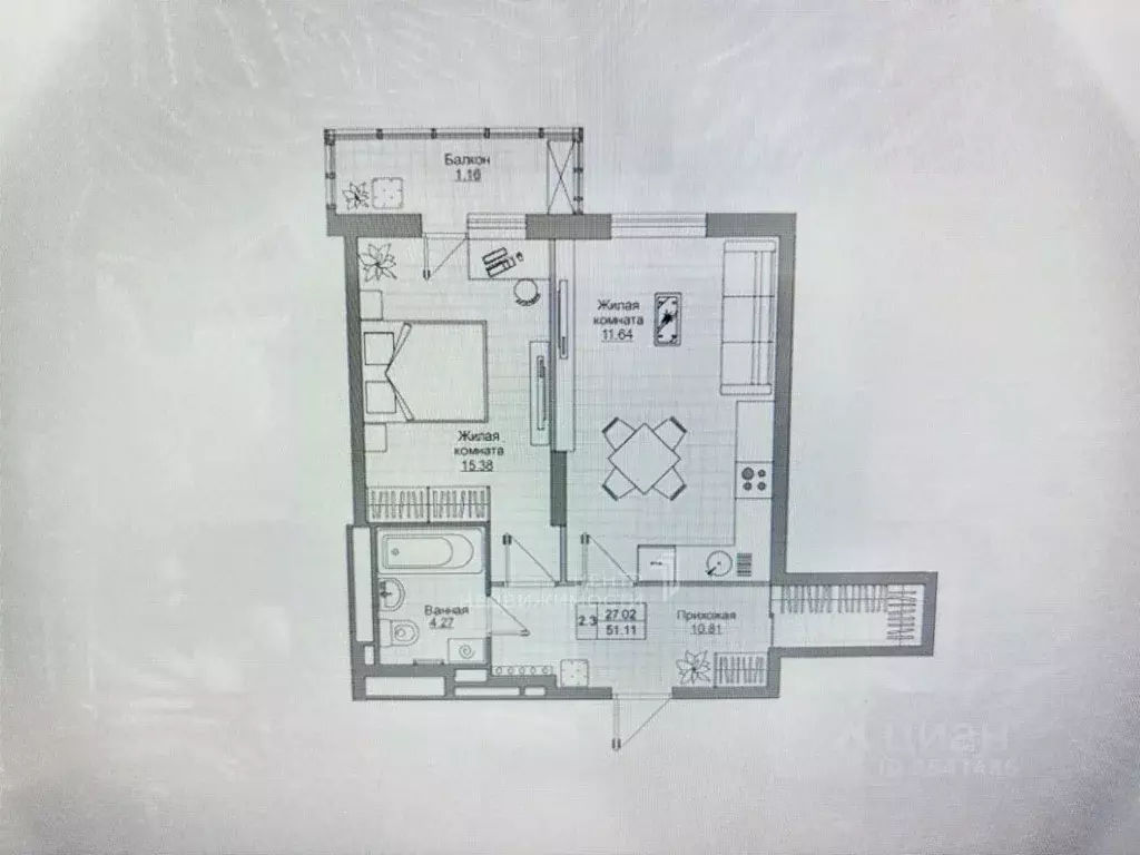 2-к кв. Татарстан, Лаишевский район, Столбищенское с/пос, с. Усады ул. ... - Фото 2
