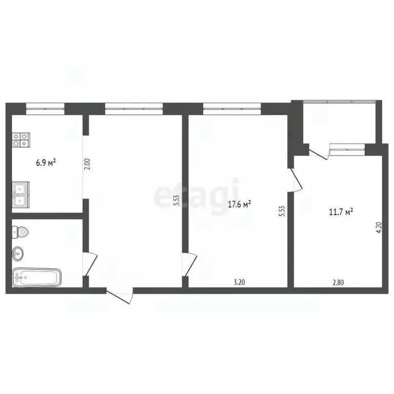 3-к кв. Омская область, Омск ул. Чехова, 3 (55.8 м) - Фото 2