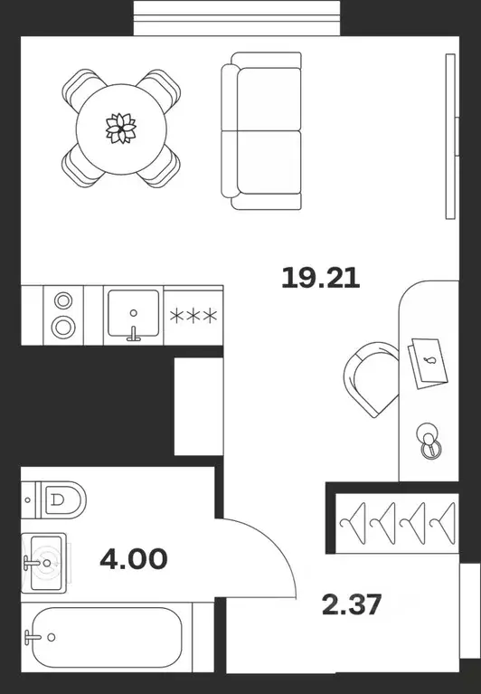Студия Тульская область, Тула ул. Академика Насоновой, 18 (25.58 м) - Фото 0