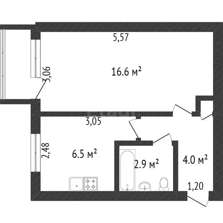 1-комнатная квартира: Кемерово, улица Халтурина, 33 (31.3 м) - Фото 1