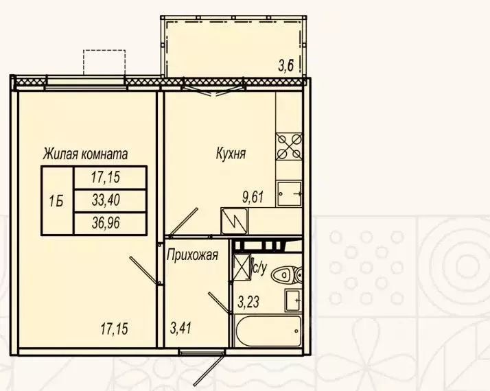 1-к кв. Чувашия, Чебоксары бул. Солнечный (37.0 м) - Фото 2