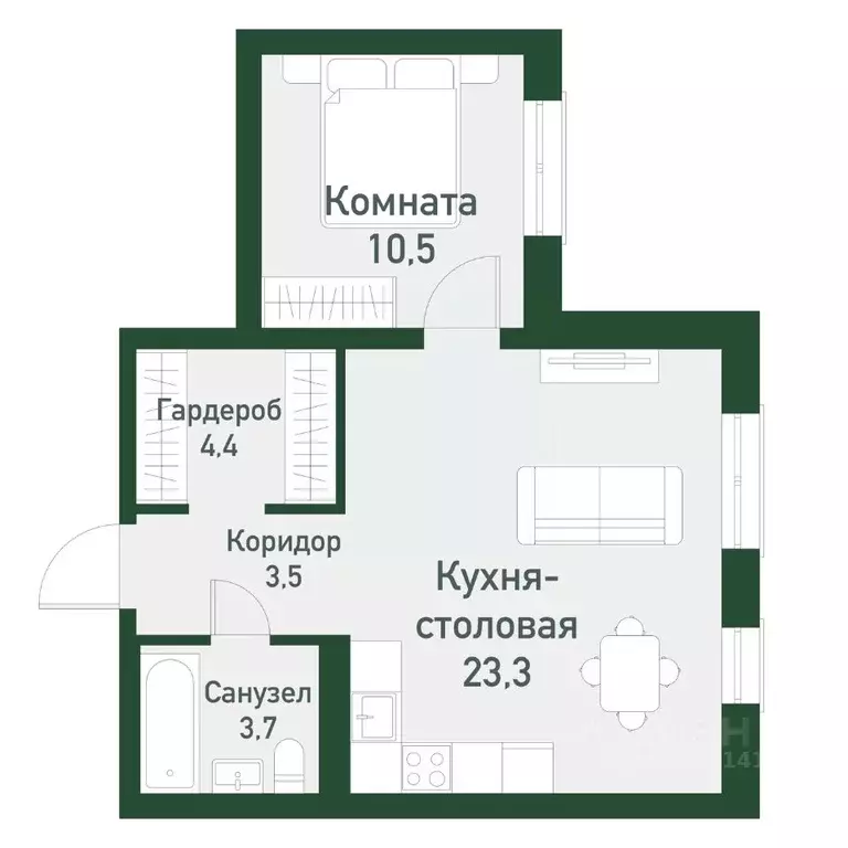 1-к кв. Челябинская область, Челябинский городской округ, пос. ... - Фото 1