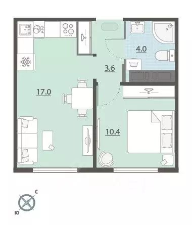 1-к кв. Свердловская область, Екатеринбург Широкая Речка мкр, Меридиан ... - Фото 2