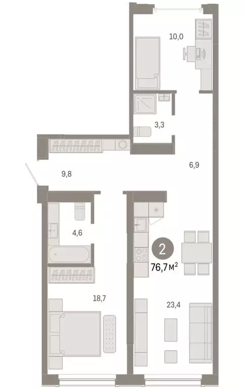 2-комнатная квартира: Новосибирск, Большевистская улица, с49 (76.69 м) - Фото 1