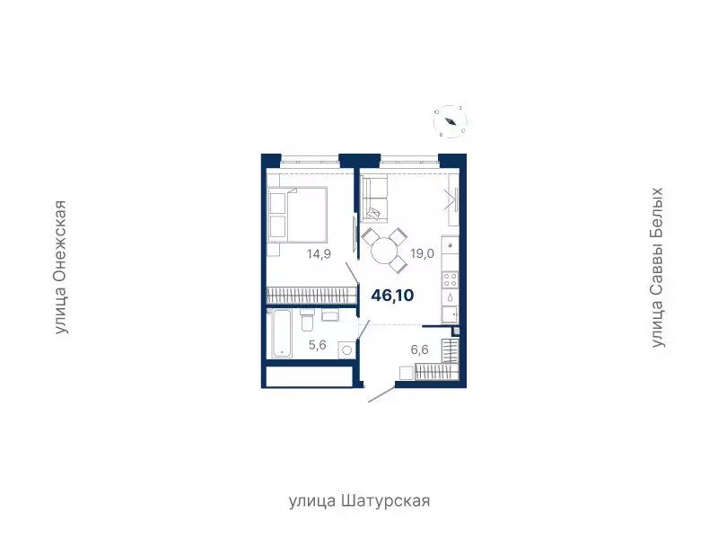1-комнатная квартира: Екатеринбург, жилой район Южный, жилая ... - Фото 0