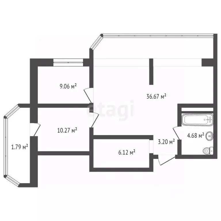 2-к кв. Брянская область, Брянск ул. Комарова, 57 (70.0 м) - Фото 1