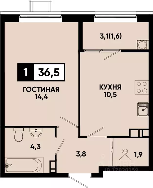 1-к кв. Ставропольский край, Кисловодск Моя Легенда жилой комплекс ... - Фото 1