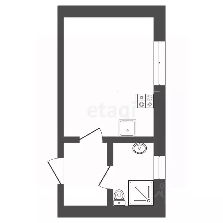 Студия Тюменская область, Тюмень Тульская ул., 8А (25.0 м) - Фото 0