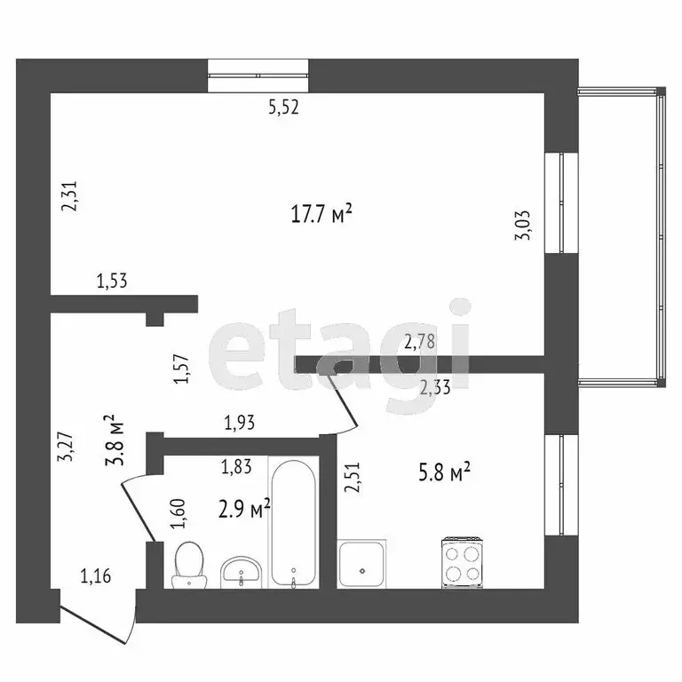 1-комнатная квартира: Бежецк, Садовая улица, 24 (30.6 м) - Фото 0