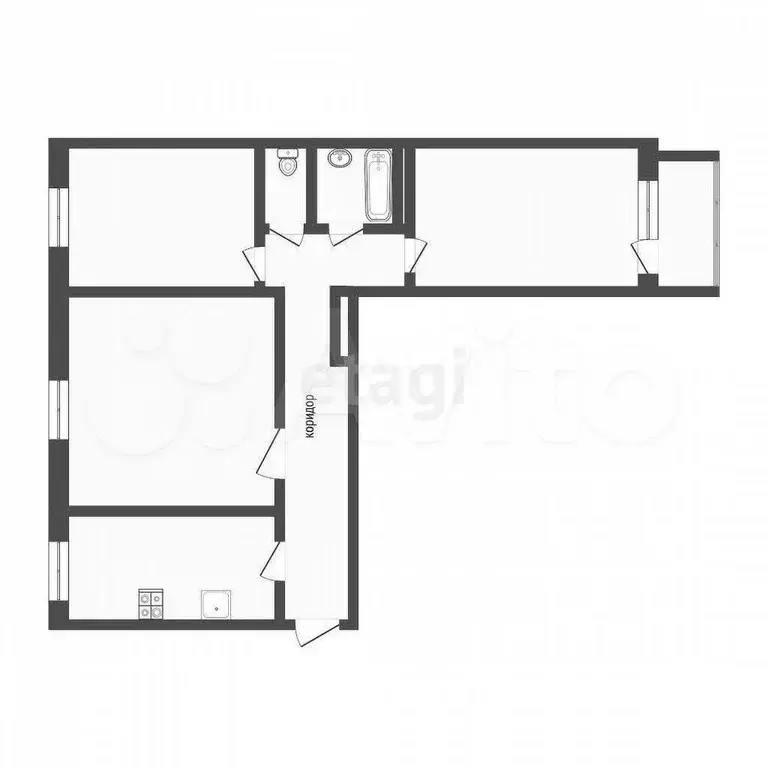 2-к. квартира, 59 м, 3/9 эт. - Фото 0
