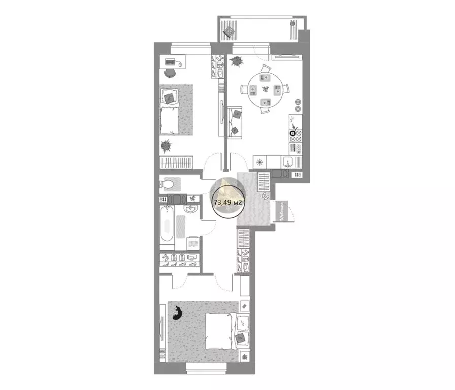 2-комнатная квартира: Санкт-Петербург, проспект Авиаконструкторов, 54 ... - Фото 1