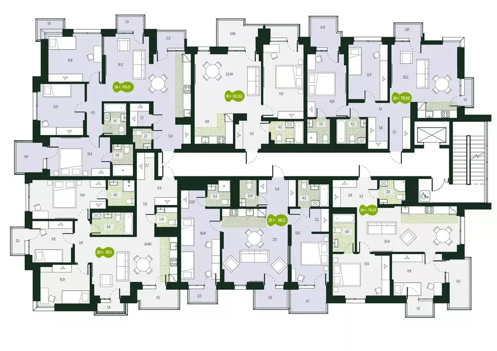 4-комнатная квартира: Чита, микрорайон Каштакский (105.11 м) - Фото 1