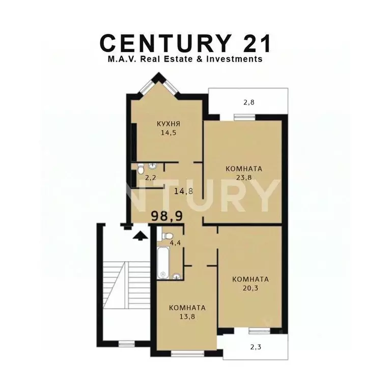 3-к кв. Ленинградская область, Всеволожск Заводская ул., 3к2 (93.8 м) - Фото 2