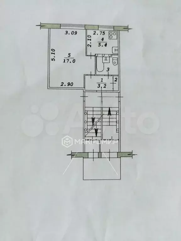 1-к. квартира, 29 м, 1/5 эт. - Фото 0