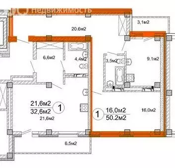 1-комнатная квартира: Обь, Геодезическая улица, 10/1 (48.6 м) - Фото 0