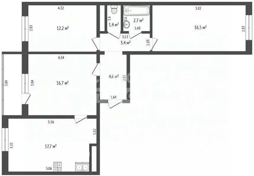 3-к кв. Челябинская область, Челябинск Университетская Набережная ул., ... - Фото 2