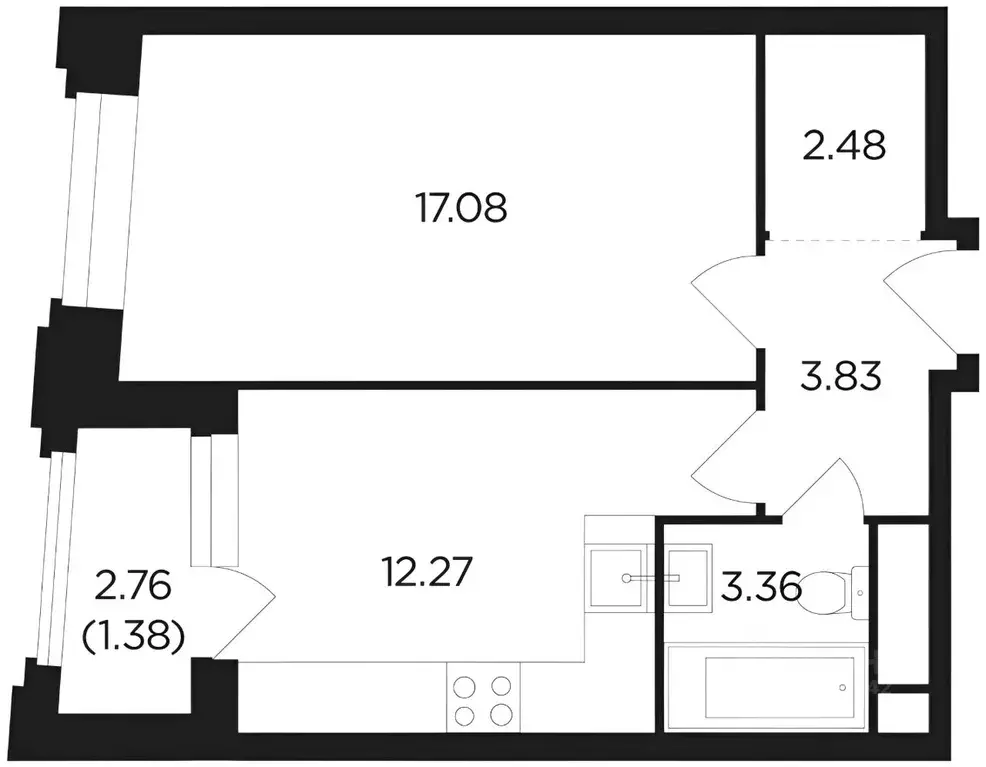 1-к кв. Москва пер. 2-й Петра Алексеева, 5 (40.0 м) - Фото 2