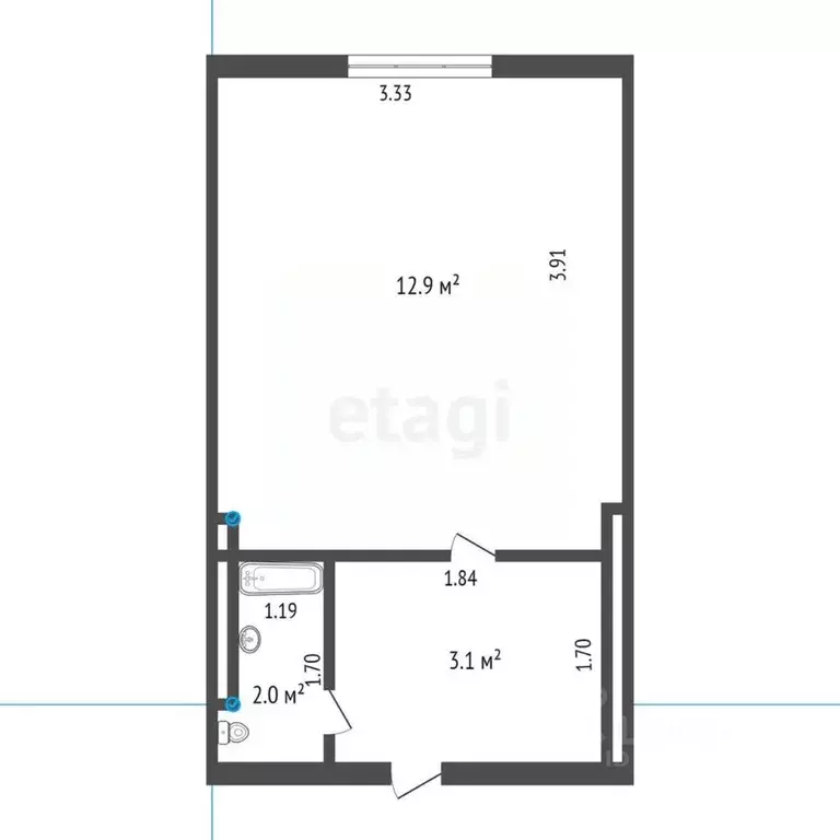 Студия Калининградская область, Калининград ул. Нансена, 78Б (18.0 м) - Фото 1