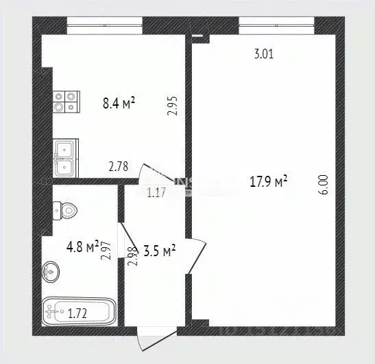 1-к кв. Ямало-Ненецкий АО, Новый Уренгой Арктическая ул., 31 (34.8 м) - Фото 1