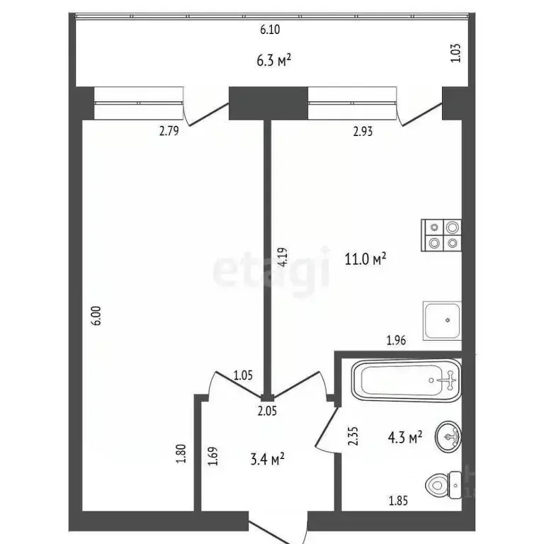 1-к кв. Ростовская область, Аксай ул. Речников, 15Ак5 (33.7 м) - Фото 2