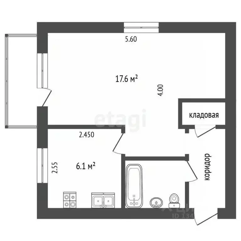 1-к кв. Белгородская область, Белгород Садовая ул., 29 (30.5 м) - Фото 2