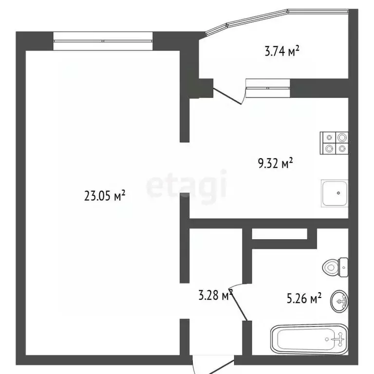 1-к кв. Тюменская область, Тюмень ул. Николая Никитина, 4к1 (41.1 м) - Фото 2