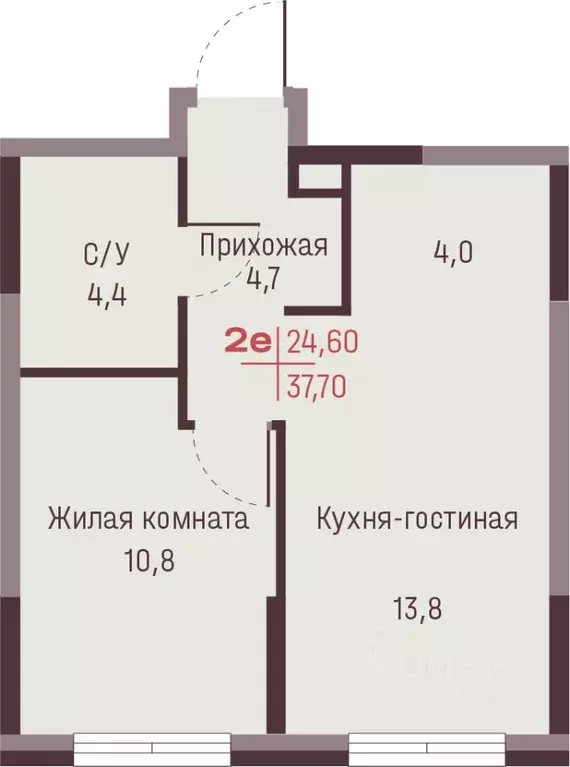 2-к кв. Свердловская область, Екатеринбург Академический мкр, 19-й ... - Фото 2