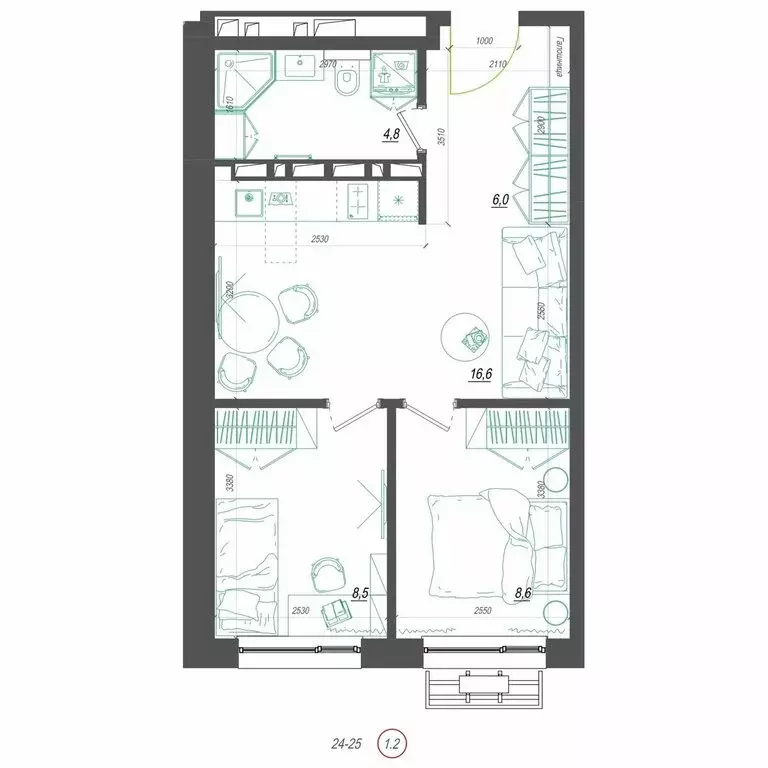 1-комнатная квартира: Владивосток, улица Невельского, 4с2 (44.5 м) - Фото 1