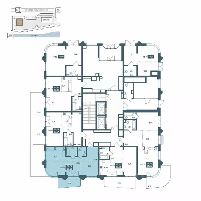 2-к кв. Иркутская область, Иркутск Бродский жилой комплекс (65.86 м) - Фото 2