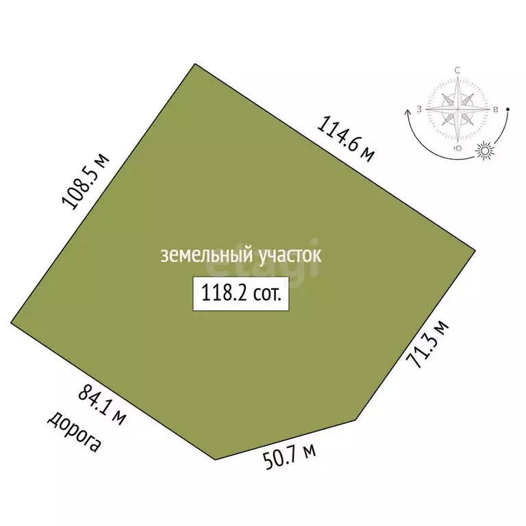 Участок в муниципальный округ Омский район, посёлок Октябрьский (118.2 ... - Фото 1