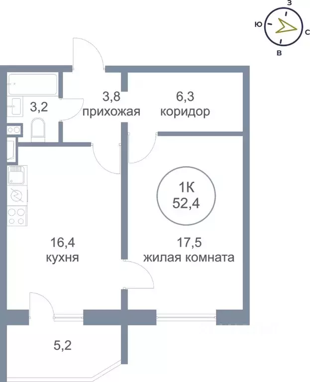 1-к кв. Ханты-Мансийский АО, Сургут наб. Ивана Кайдалова, 18 (52.4 м) - Фото 0