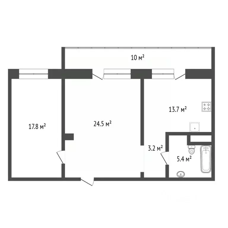 2-к кв. Красноярский край, Красноярск ул. Молокова, 16 (64.6 м) - Фото 2