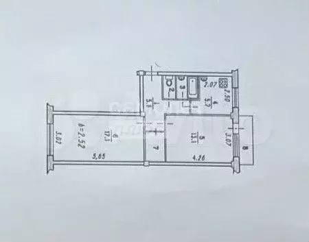 2-к. квартира, 47,6 м, 4/5 эт. - Фото 0