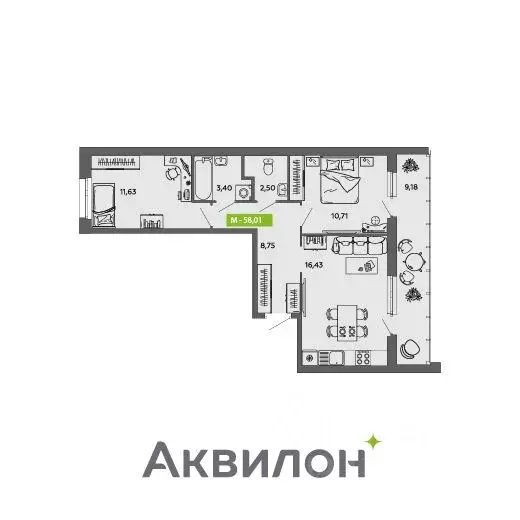 2-к кв. Архангельская область, Архангельск 6-й мкр,  (58.01 м) - Фото 0