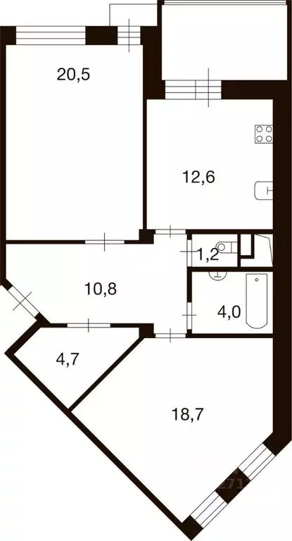 2-к кв. Москва д. Ивановское, ул. Семена Гордого, 8 (72.4 м) - Фото 0