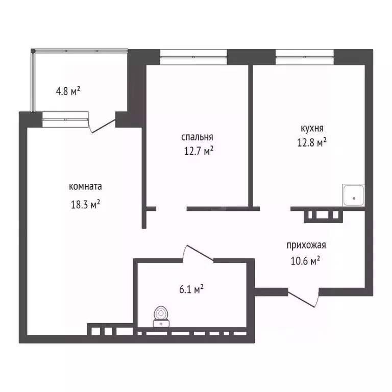 2-к кв. Красноярский край, Красноярск ул. Лесников, 51 (59.3 м) - Фото 2