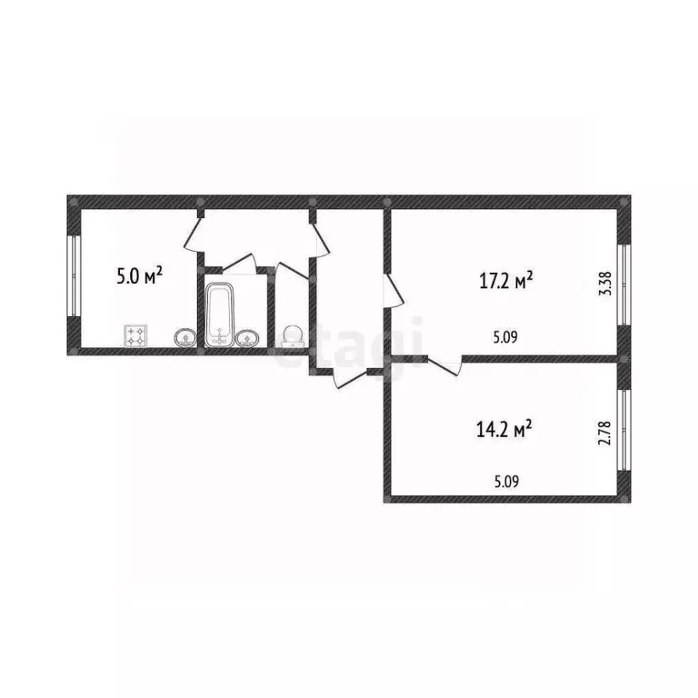 2-к кв. Ханты-Мансийский АО, Сургут ул. Бажова, 29 (51.0 м) - Фото 0