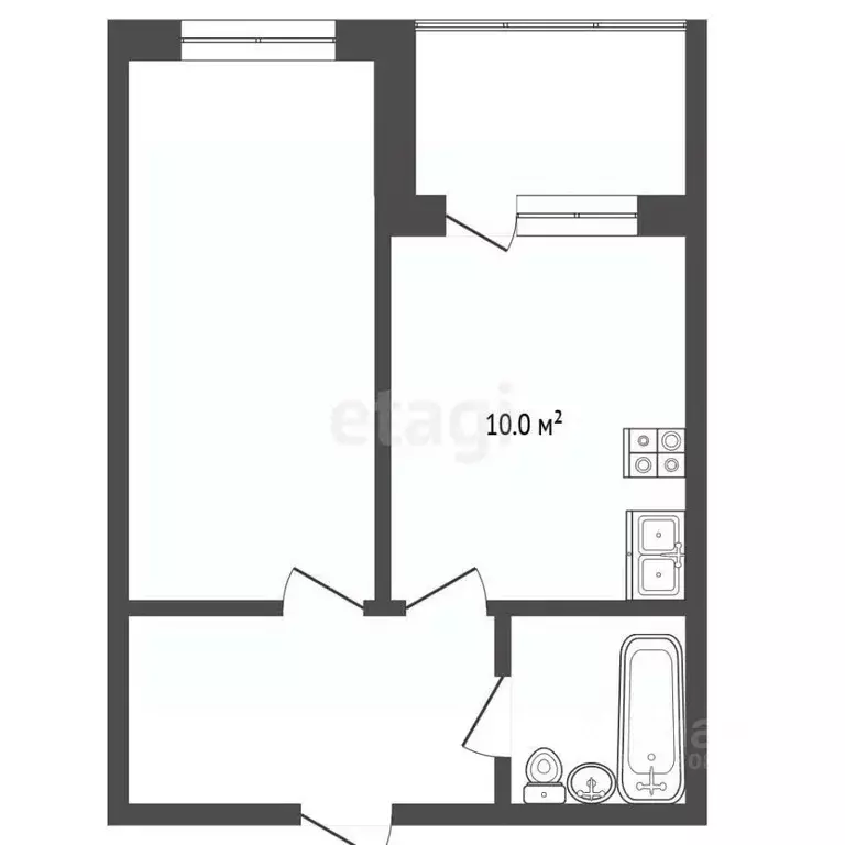 1-к кв. Томская область, Томск ул. Пушкина, 61/2 (36.2 м) - Фото 2