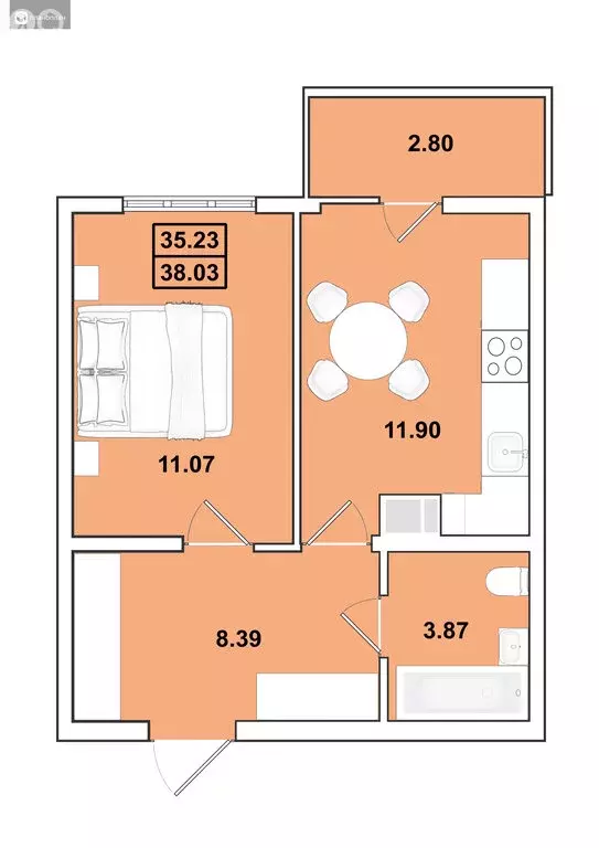 1-комнатная квартира: Иркутск, микрорайон Ново-Ленино, жилой комплекс ... - Фото 1