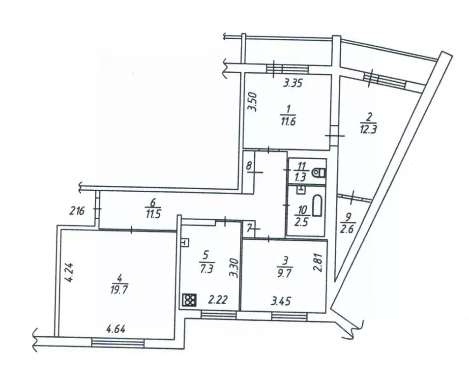4-к кв. Татарстан, Нижнекамск Лесная ул., 27 (79.6 м) - Фото 2