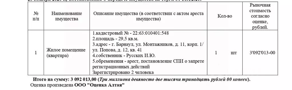 Свободной планировки кв. Алтайский край, Барнаул ул. Монтажников, 11/1 ... - Фото 1