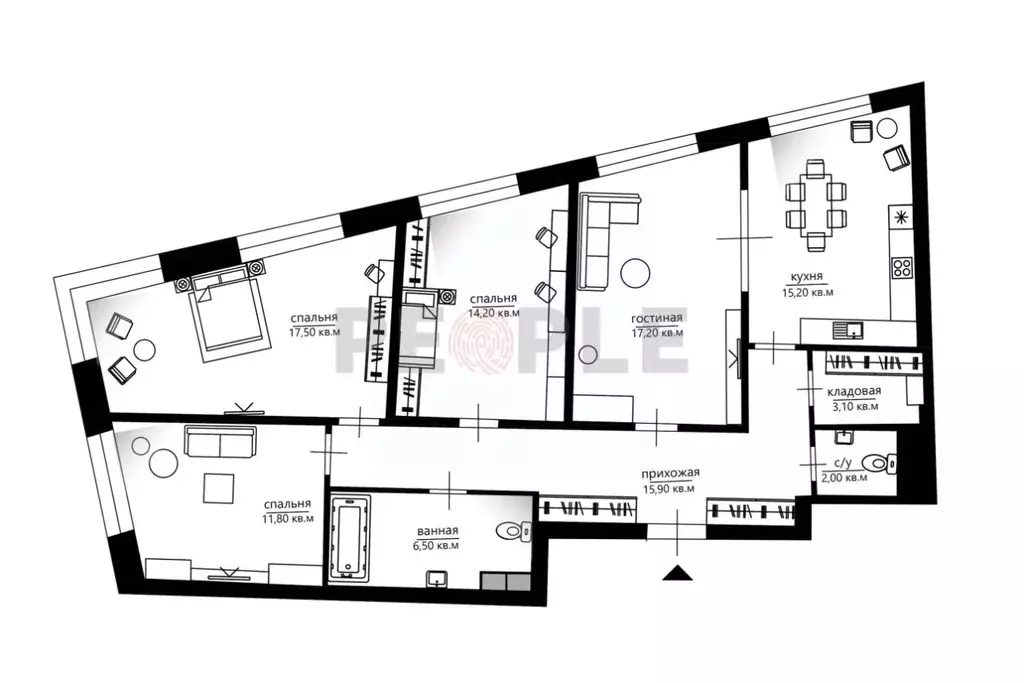 4-к кв. Москва ул. Народного Ополчения, 15К2 (103.9 м) - Фото 2