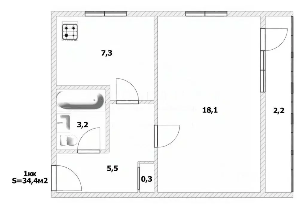 1-к кв. Калининградская область, Калининград ул. Космонавта Леонова, ... - Фото 2